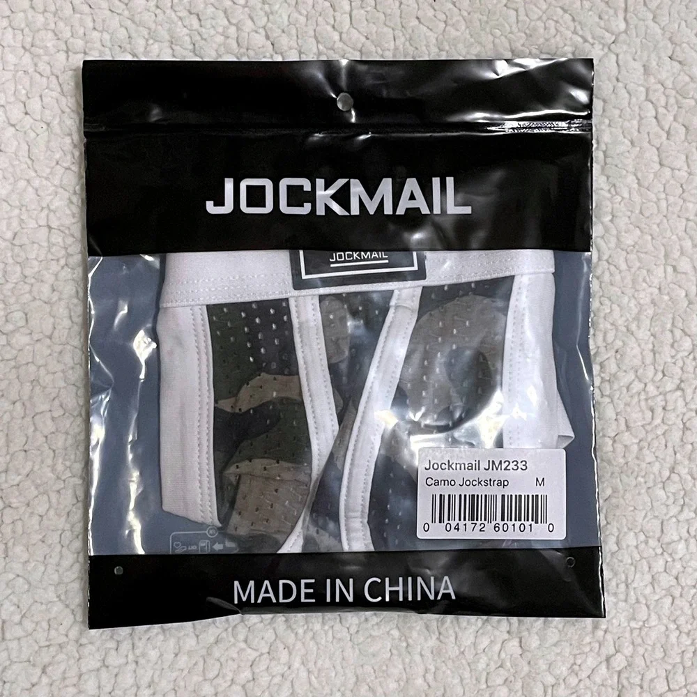 JOCKMAIL Medium (27-30) Mens Camo Mesh Jockstrap White Athletic Supporter JM233